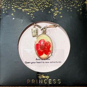 Disney Princess Red and Gold Flower Pendant Necklace